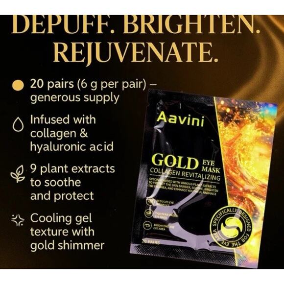 Aavini Collagen Revitalizing Gold Eye Mask (20 Pairs) - Dark circler eye paches - Picture 9 of 12